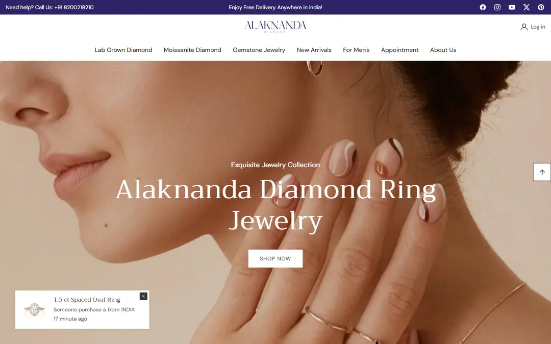Alaknanda Diamond website homepage