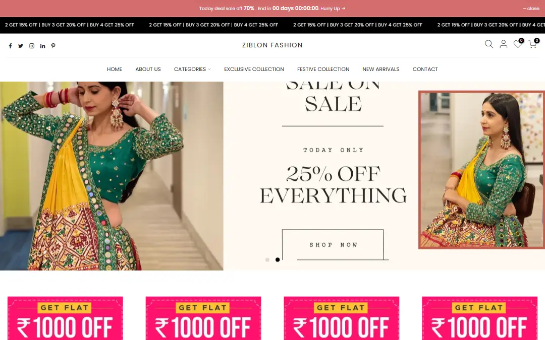 Ziblon Fashion website homepage